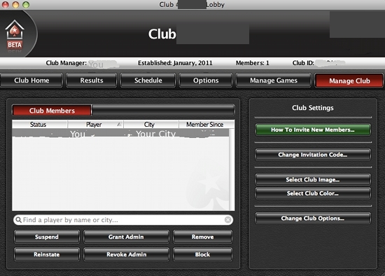 Home Games Interface